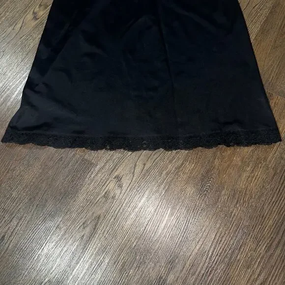 Vtg VAN ROALTE Full Slip Black Cream Lace Nylon 36 - Picture 3 of 7